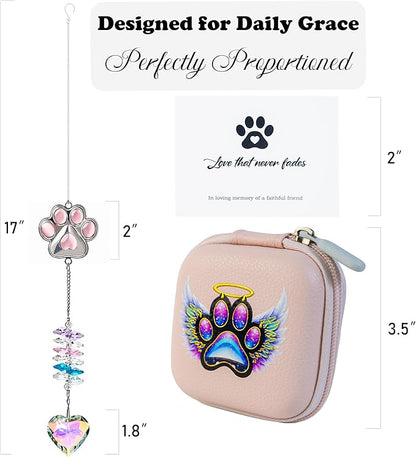 Gemstone Paw Crystal Suncatcher – Pet Memorial Gift for Loss of Dog, Sympathy Remembrance, Dogs & Cats Bereavement Keepsake