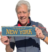 SmartSign 4 x 14 inch New York State Vintage Metal Sign “The Empire State”, 40 mil Rustproof Aluminum with Clear Overcoat, Retro Wall Décor, Multicolor, Made in USA