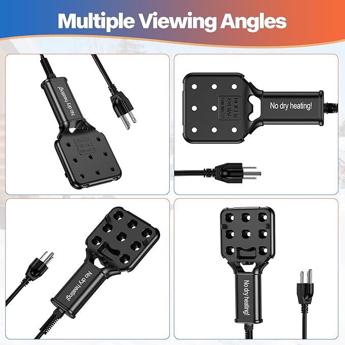 120V 500W Pond De-Icer and Chicken Water Heater for Livestock Tank Heater, Featuring Power-Off Protection, Overheating Protection, GFCI Plug & 9.2FT UL Approved Cord