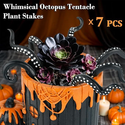 Garden Stakes Decorative - Octopus Plant Stakes Decorations for Pots, Funny Tentacles Plant Accessories, Suitable for Decorating Balconies, Gardens, and Flower Pots (7PCS)