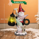 Garden Gnome Statue with Solar Lights, Funny Triple Gnome Holding Joy Outdoor Resin Sculptures Decor for Home Patio Lawn Yard Porch Balcony, Housewarming Birthday Gifts