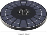 Generic Solar Fountain with RGB Lights, 23cm Glass Panel 1500mAh Rechargeable Battery 7 Nozzles 60cm Spray Height with 3 Suction Cups Color Changing LED for Bird Bath Pond Garden (6W Diameter 23CM)
