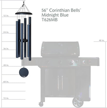 Corinthian Bells by Wind River - 56 inch Midnight Blue Wind Chime for Patio, Backyard, Garden, and Outdoor Decor (Aluminum Chime) Made in The USA