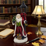 Santa Claus Statue with Light 12.6 inch Christmas Resin Figurine Desktop Decor, New Year's Day Outdoor Decoration for Porch Garden Yard Patio