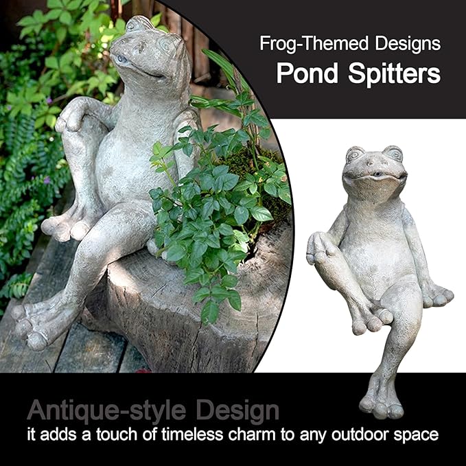 Whimsical Animal Pond Spitter, Spitters for Small Ponds, Fish Pond Water Circulation Outlet Landscaping, Outdoor Water Feature Statue for Garden, Yard, Lawn