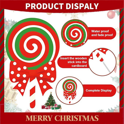 12-Piece Christmas Lollipop Yard Signs with Stakes Decorations – Assorted Candy Cane Peppermint Designs 14 Inches Large Outdoor Holiday Candy Signs for Garden, Lawn, Driveway, and Christmas Party Favor