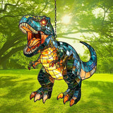 Fierce T-rex Acrylic Suncatcher Stained Glass Effect Window Car Hanging Christmas Ornament Indoor Outdoor Decor Garden Sun Catcher Panel for Dinosaur Lover for Women Mom Grandma