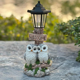 Outdoor Garden Owl Statue with Solar Lights, Owl Figure with Welcoming Sign, for Outdoor Landscapes, Courtyards, Paths, Outside Patio Lawn Decor, Gifts for Women, Owl Lovers