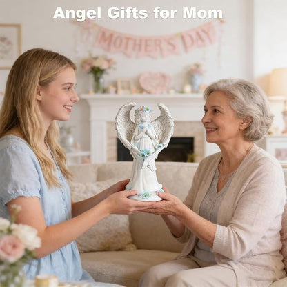VEEKI Solar Angel Garden Statue Outdoor, Praying Angel Statues Solar Figurine Lights Outdoor Waterproof, Resin Angel Sculpture for Garden Yard Lawn Grave Cemetery Decor, Gift for Mom Grandma Women