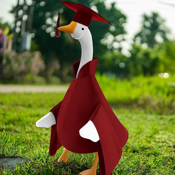 Graduation Goose Outfit for 23'' High Cement Goose Statue, Lawn Porch Clothes Cute Grad Yard Statue Outfit for Patio Outdoor Garden Decoration(Burgundy)