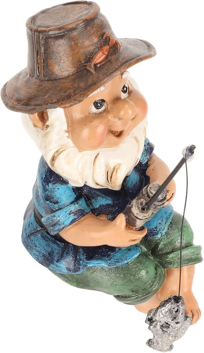 AYNEFY Mini Gnomes Statue,Miniature Garden Funny Fishing Gnome Ornament Mini Dwarf Figurine Ornament DIY Kit Micro Landscape Ornaments for Patio Yard Lawn