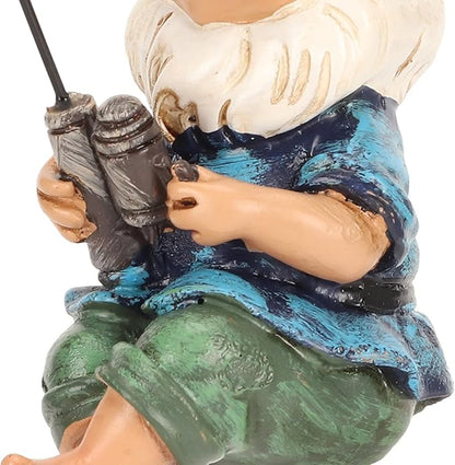 Fishing Gnome Sitter, Decorative Garden Statue, Hand Cast with Resin, Rich Colors, Outdoor Pond Garden Patio Decoration