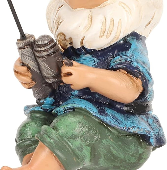 Fishing Gnome Sitter, Decorative Garden Statue, Hand Cast with Resin, Rich Colors, Outdoor Pond Garden Patio Decoration