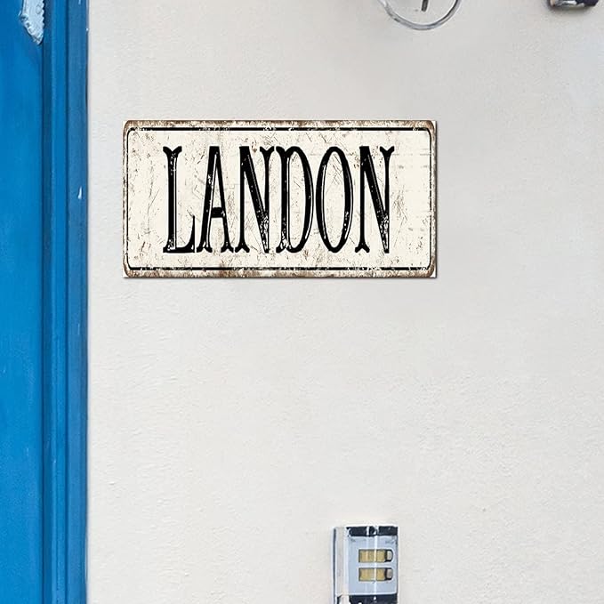Madcolitote Vintage Country Landon Wood Sign Landon Street Custom Signs Outdoor Metal Rustic Wooden Wall Art Farmhouse Wall Decor Kitchen Home Decor Signs Wall Hanging Sign 6x12in