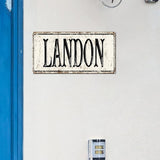 Madcolitote Vintage Country Landon Wood Sign Landon Street Custom Signs Outdoor Metal Rustic Wooden Wall Art Farmhouse Wall Decor Kitchen Home Decor Signs Wall Hanging Sign 6x12in