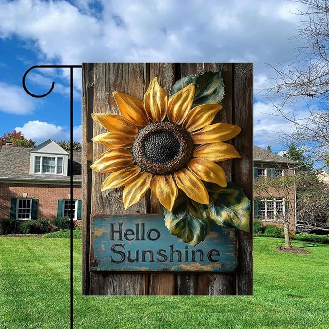 Gkyygk Welcome Garden Flag 12x18 Inch Hello Sunshine Sunflower Double Sided Small Burlap Banners Yard House Seasonal Farmhouse Home Decor for Men Women