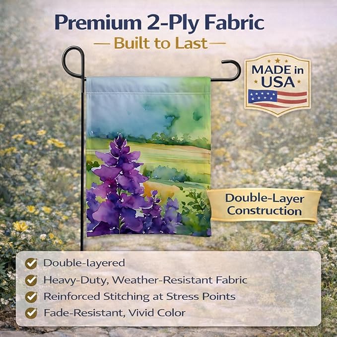 Caroline's Treasures New Jersey Violet in Watercolor Garden Flag Mailbox Flag Decorative Yard Flag Banner Outside Patio Artwork Yard Flower Beds, Garden Size, Multicolor