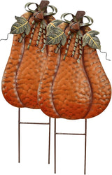 Morning View Pumpkin Garden Stakes Metal Yard Sign Fall Decor Outdoor Autumn Yard Stake Art Pumpkin Lawn Ornaments for Patio Porch Thanksgiving Halloween Harvest 20 Inches Tall Set of 2