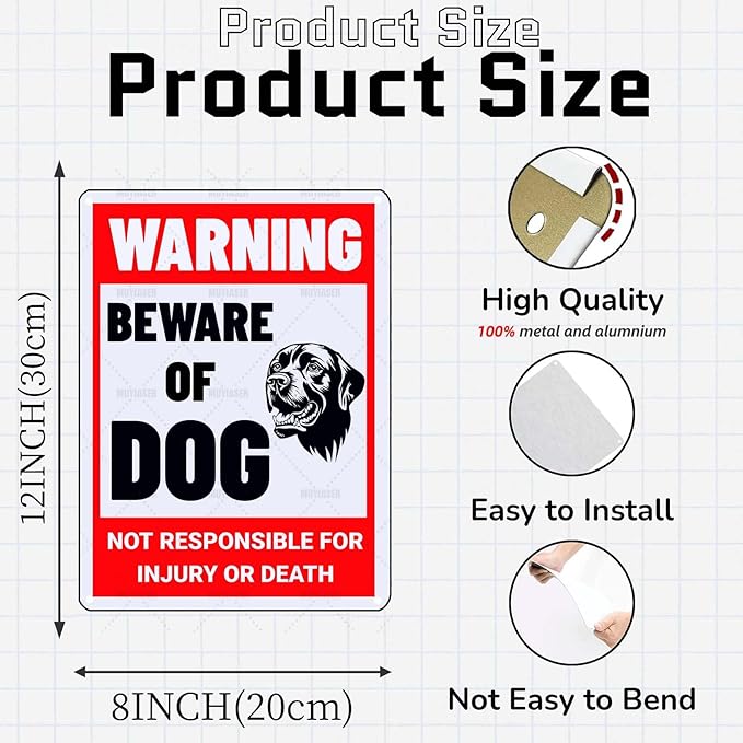 Beware of Dog Sign Labrador Metal Sign Warning Beware of Dog Signs for Fence Outdoor Farm Garden Gate Home Yard Decor 8x12 Inch
