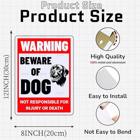 Beware of Dog Sign Labrador Metal Sign Warning Beware of Dog Signs for Fence Outdoor Farm Garden Gate Home Yard Decor 8x12 Inch