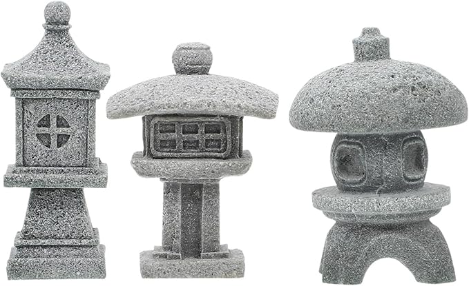 STOBOK 3pcs Sandstone Pavilion Garden Decorations Pavilion Shape Landscape Ornaments for Outdoor Decor Miniature Garden Accessories for Terrariums and Bonsai Display
