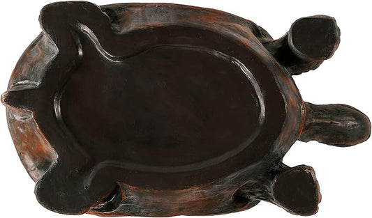 XBrand 21.3" L Brown and Black Concrete/MgO Walking Turtle Statue, Indoor or Outdoor Décor, Garden Décor, Turtle Statuary