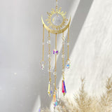 Artilady Suncatcher Crystal Wind Chimes - Large Sun and Moon Sun Catcher for Windows Hanging Prism Crystals Boho Home Garden Backyard Room Ceiling Decor Christmas Birthday Gift for Women