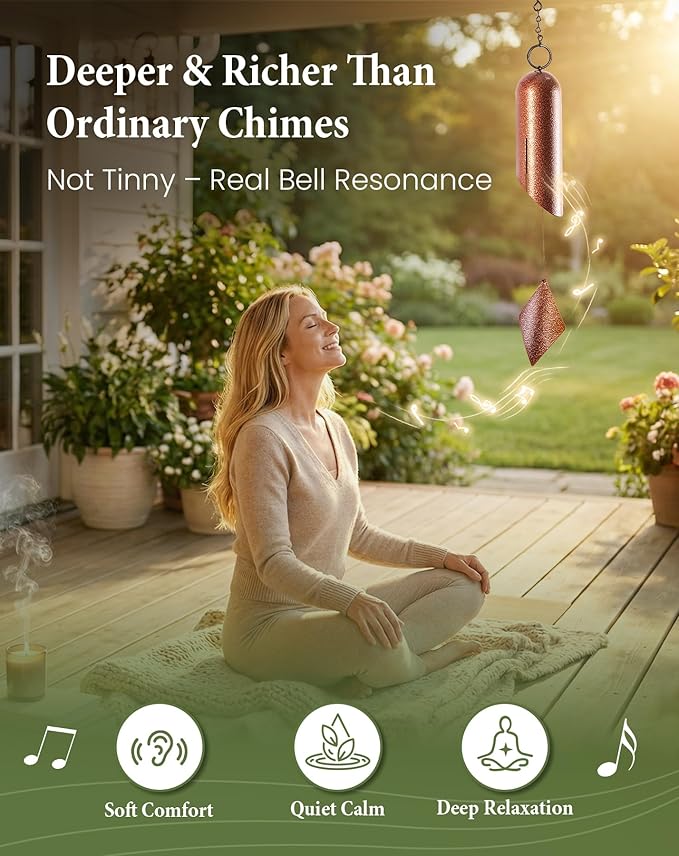 Cesun Wind Chimes for Outside Deep Tone, Heavy Duty Wind Bell Deep Resonance Serenity Bell Outdoor Clearance, Relaxing Sound Helps You Find The Peace of Your Mind, 24 Inch