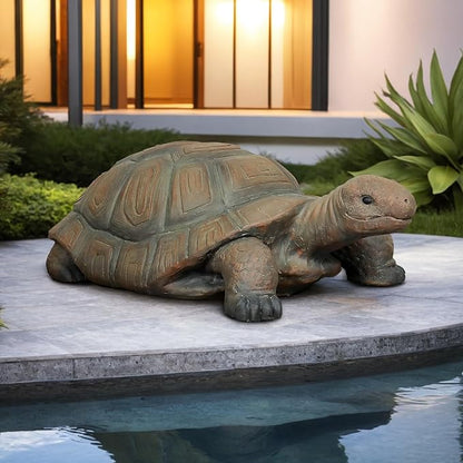 Concrete Garden Tortoise Statues - 34.2" Tortoise Statue Home Decor, Yard Outdoor Statue for Home and Garden Decor, Brown