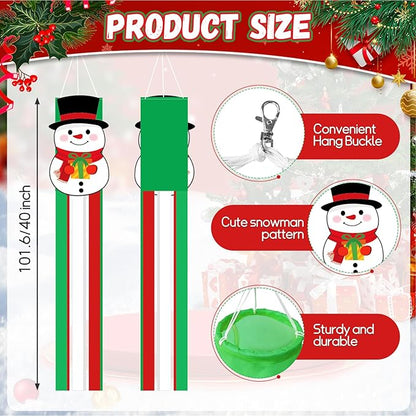 40 Inches Christmas Snowman Windsock Decoration, Hanging Outdoor Winter Decor, Festive Xmas Holiday-Themed Wind Sock Ornament for Garden, Patio, and Yard