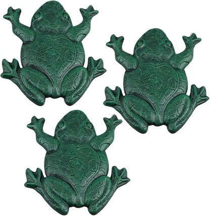 MDLUU 3-Pack Frog Stepping Stone, Cast Iron Frog Art, Decorative Flagstone for Garden Walkway, Flower Bed