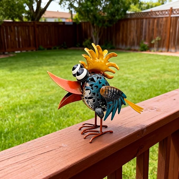 Metal Yard Art - Metal Bird Garden Decor, Outdoor Animal Sculpture Lawn Art Decor, Large Yard Art for Patio Balcony Front Backyard - Birthday Gifts for Mom Grandma Women