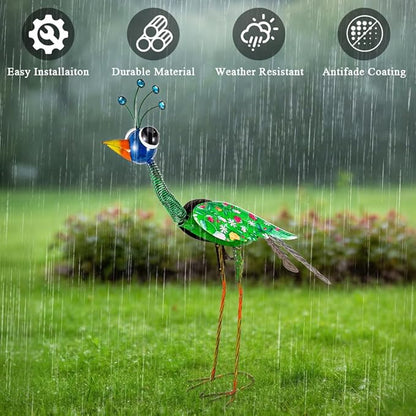 24'' Metal Wacky Peacock Garden Statues Outdoor Decor, Peacock Metal Yard Sculptures Art Decoration for Home Outsiede Patio Lawn Backyard, Gift for Women Lovers Moms(Blue & Green)
