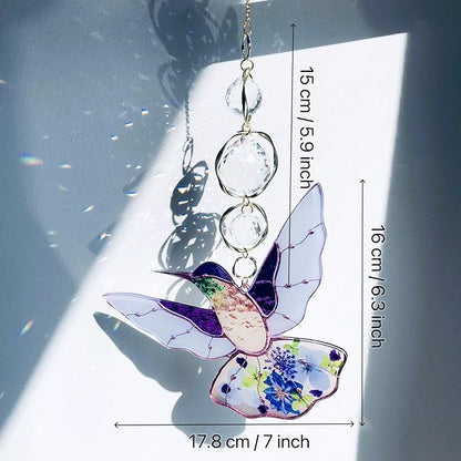 Purple Acrylic Hummingbird Flowers Garden Suncatcher Window Hanging Crystal Prism Rainbow Maker Sun Catcher Ornaments Appreciation Thank You Gifts for Mom Grandma Sister Home Decor