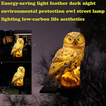 Solar Powered Garden Owl Decor - Outdoor Yard Statue for Outside Lawn Ornament Patio Decorative Waterproof Halloween Decorations Stake Bird Lights for Landscaping Backyard Christmas