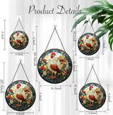 Stained Glass Window Hanging - The Golden Rooster Stared Ahead 6.3 Inches Suncatcher for Garden Home Decor for Women Mon Grandma Friends