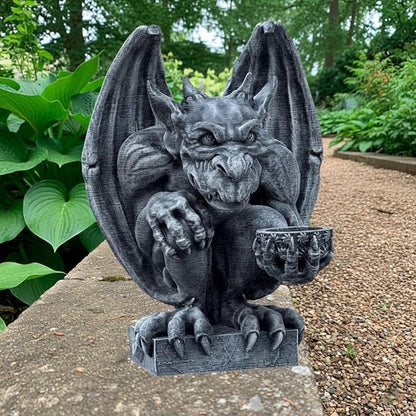 OLOMA Gargoyle Statue for Garden Mythical Gothic Outdoor Sculpture Fantasy Decor with Aged Stone Appearance Weather Resistant Durable Outdoor Indoor Yard Patio Landscape Accent