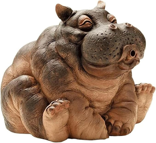 Garden Statues Hippo Decor Pond Spitter Statue Animal Pond Sprinkler Yard Garden Decoration Hippo Garden Statue Decor Animal Fountain Yard Ornaments Decor