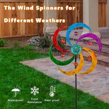 DREAMYSOUL Wind Spinners Outdoor, 10" Dia Metal Pinwheels for Yard and Garden, Kinetic Wind Sculptures & Spinner Outside (Colorful with Ruby)