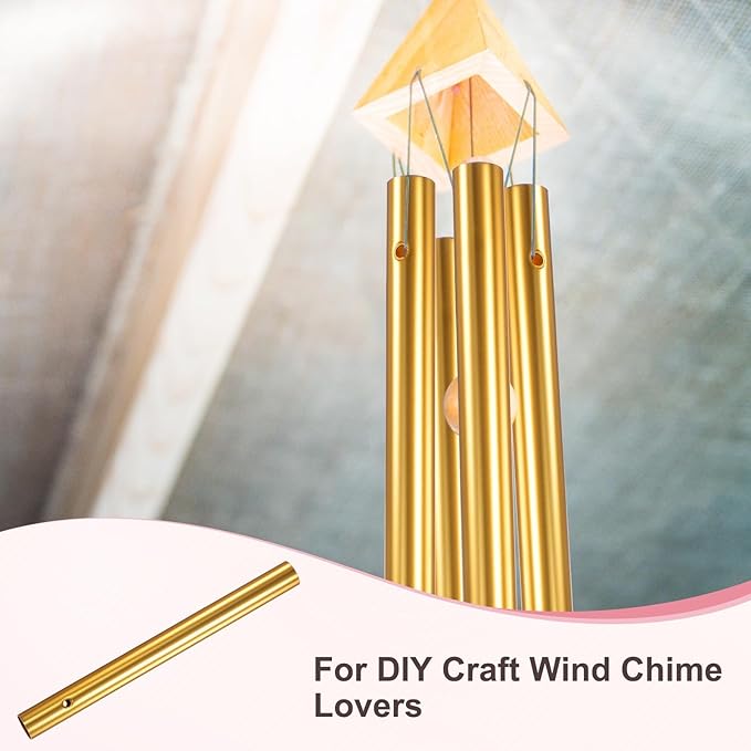 M METERXITY 20-Pack Wind Chime Tubes, Aluminum Wind Chime Empty Tubes, Metal Wind Bell for Adults Arts and Crafts/DIY Home Garden Outdoor Hanging Decorations [1x11cm, Gold]