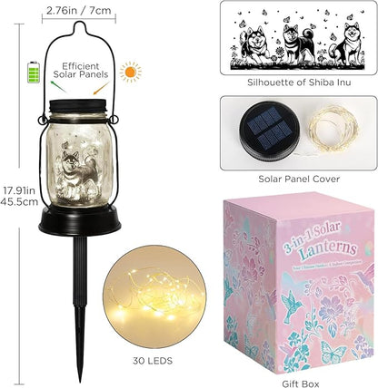 Shiba Inu Gifts for Women/Men Shiba Inu Solar Lanterns Mom Birthday Shibe Dog Lovers Lantern Pet loss Animal Doge Memorial Lights Solar Garden Decoration for Yard, Patio,Backyard,Porch Torches