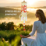Crystal Wind Chimes for Outside with Rainbow Light Reflections Glass Bells and Rose Gold Alloy Hooks Indoor Outdoor Decor for Home Garden Patio Porch Birthday House Warming (Red-Love)