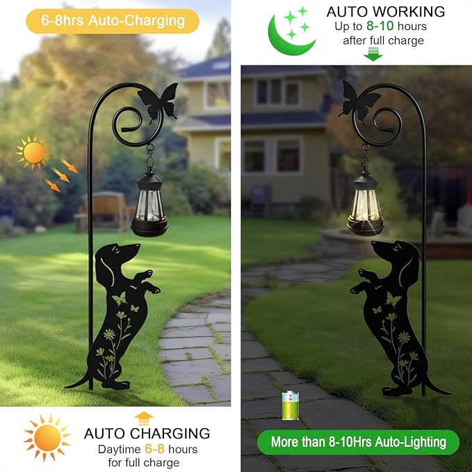 Dog Solar Lights Outdoor Decoration,Dachshund Gifts for Women,Solar Lantern Silhouette Animal for Yard,Pathway,Lawn Ornament Garden Stakes