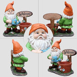 Gnome Garden Statue Planter with Welcome Sign, Waterproof Outdoor Resin Flower Pot, Yard Lawn Patio Decor, Front Porch Ornament Housewarming Gift(Orange Hat Gnome)