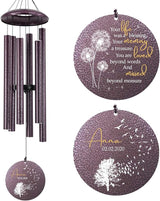 Sympathy Wind Chimes, Personalized Wind Chime for Loss of Loved Ones, Customized Tree Bird Wind Chimes, Commemorative Dandelion Wind Chime Deep Tone 36inch (Produced in USA)
