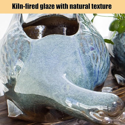 Animal Pond Fountains, Animal Pond Spitters, Duck Shape Ponds Water Spitters, with Water Pump, Outdoor Garden Fountain Spitter Ponds Water Feature(Blue,13.7x5.9x5.1in)