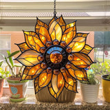 Sunflower Faux Mosaic Acrylic Suncatcher Stained Glass Effect Window Car Hanging Christmas Ornament Indoor Outdoor Decor Garden Sun Catcher Panel for Sunflower Lover for Women Mom Grandma