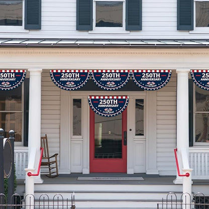 8Pcs 1.5x3 Ft 250th Anniversary USA Flag Bunting 1776-2026 Birthday Fan Flag Decoration Patriotic Stars 250 Years Anniversary Yard Signs for 4th of July Memorial Day Indoor Outdoor Porch Hanging Decor