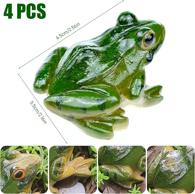 4 PCS Miniature Frog Statue, Outdoor Garden Figurines Decoration, Mini Cute Figures for Patio Yard Micro Landscape Fairy Garden Ornaments