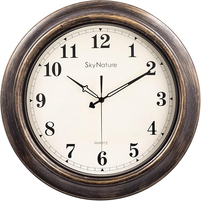 Outdoor Clocks Waterproof, 18 Inch Large Outdoor Wall Clock for Patio, Silent Battery Operated Viantage Decorative Metal Wall Clocks for Living Room, Kitchen, Bedroom, Pool, Garden - Bronze